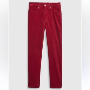 Gap High Rise Velvet Vintage Slim Pants Sled Red
